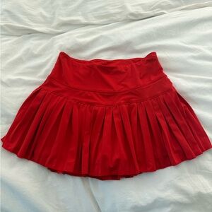 Gold Hinge Red Pleated Skirt
